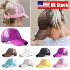 Adjustable Summer Mujer Glitter Ponytail Baseball Cap Messy Bun Snapback Hat US  eb-12867874
